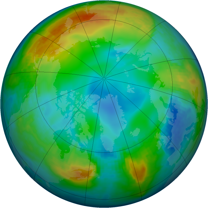 Arctic ozone map for 03 December 1985
